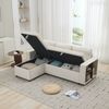 Merax Dreisitzer-Sofa, Ecksofa mit Stauraum 202x136x85cm, L-Formiges Schlafsofa, Seitlicher Stauraum, Chenille Couch, 120kg belastbar, Kann links oder rechts montiert werden, Beige Bild 2