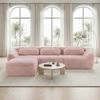 Flieks 3-Sitzer Sofa, L-förmiges Sofa, rahmenlos modular mit Ottoman & 3 Kissen, rutschfester Boden, Plüsch, Rosa Bild 2