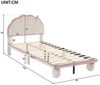 Flieks Polsterbett, LED Beleuchtung Kinderbett Einzelbett mit runden Beine 90x200cm Samt Bild 3