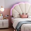 Flieks Polsterbett, LED Beleuchtung Kinderbett Einzelbett mit runden Beine 90x200cm Samt Bild 2