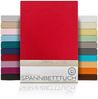 Beautex Spannbettlaken, Gummizug: rundum, (1 Stück), gekämmte Baumwolle Premium Jersey, 160g/m², Rot, Standard - 90 x 200 x 30 cm Bild 5