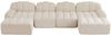 Modulares Ecksofa 79cm×366cm×165cm 4-Sitzer mit 2 Ottomans – U-Form, rahmenlos, aus granuliertem Fleece in Beige-Weiß Bild 3