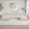 Modulares Ecksofa 79cm×366cm×165cm 4-Sitzer mit 2 Ottomans – U-Form, rahmenlos, aus granuliertem Fleece in Beige-Weiß Bild 4