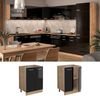Küchenunterschrank R-Line Schwarz Hochglanz 60 cm , AP Eiche Vicco Bild 2