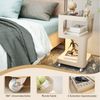 TWSOUL Beistelltisch Nachttisch Metallrahmen+Glasplatte, Sensor-LED&Rollen, Weiß, Couchtisch Ohne Montage, 35x59 cm Wohnzimmer, Schlafzimmer Bild 2