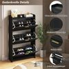 Schuhschrank 2er-Set mit Klapptüren & Schublade, 70x24x120 cm, Schwarz Bild 2