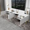 TV-Schrank 190 x 38 x 48 cm in Weiß mit 4 Türen, 8 Fächern und goldfarbenen Beinen Bild 4