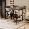 Ulife Hochbett Kinderbett Metallbett Jugendbett mit Schreibtisch und 3 Ablagen Bettgestell Metallbett 90x200 cm Bild 2