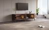 TV-Schrank 180x35x44 cm, dunkle Holzoptik mit Rattantüren, 4 Schubladen und Kabelmanagement,Braun Bild 3