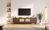 TV-Schrank 180x35x44 cm, dunkle Holzoptik mit Rattantüren, 4 Schubladen und Kabelmanagement,Braun Bild 1