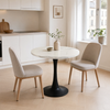 80cm moderner runder Esstisch für 2-4 kleine Empfangstisch mit weißem Marmormuster Holz Schreibtisch und schwarzem Metall Pedestal Kreis Küchentisch für Home Office Esszimmer Wohnung Bild 5