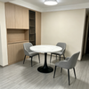 80cm moderner runder Esstisch für 2-4 kleine Empfangstisch mit weißem Marmormuster Holz Schreibtisch und schwarzem Metall Pedestal Kreis Küchentisch für Home Office Esszimmer Wohnung Bild 4