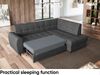 MEBLINI Schlafcouch mit Bettkasten - ASPEN - 236x171x85cm Rechts - Dunkelgrau Samt - Kleines Ecksofa mit Schlaffunktion - Sofa mit Relaxfunktion - Kleine Couch L-Form - Eckcouch Bild 5