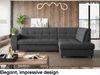 MEBLINI Schlafcouch mit Bettkasten - ASPEN - 236x171x85cm Rechts - Dunkelgrau Samt - Kleines Ecksofa mit Schlaffunktion - Sofa mit Relaxfunktion - Kleine Couch L-Form - Eckcouch Bild 3