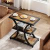 Tribesigns Beistelltisch mit Stauraum, 3-stufiger Sofatisch mit geometrischem Metalldesign Bild 2
