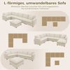Merax XXL Ecksofa U Form, L‑förmiges sofa – Siebensitziges Cord‑Sofa mit Kissen, separatem Hocker, multifunktionalem und großzügigem Kombinationssofa, Beige Bild 5