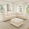 Merax XXL Ecksofa U Form, L‑förmiges sofa – Siebensitziges Cord‑Sofa mit Kissen, separatem Hocker, multifunktionalem und großzügigem Kombinationssofa, Beige Bild 3