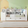 Stauraumbett mit Schreibtisch und LED-Beleuchtung (90x200cm, Lattenrost, Regal, Schubladen, USB und Steckdosen), Einzelbett, Holzbett Bild 4