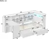Stauraumbett mit Schreibtisch und LED-Beleuchtung (90x200cm, Lattenrost, Regal, Schubladen, USB und Steckdosen), Einzelbett, Holzbett Bild 5