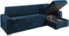Vente-unique - CALITO Sofa SamtStoff Blau - B 223 cm152 cm x H 90 cm x L 278 cm Bild 3