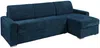 Vente-unique - CALITO Sofa SamtStoff Blau - B 223 cm152 cm x H 90 cm x L 278 cm Bild 2