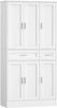 Buffetschrank, Küchenschrank mit 9-stufigem Türrückseiten-Regalsystem, Sideboard mit 6 Türen und 2 Großer Schublade, Modern Stil, Küche, Wohnzimmer, 40 x 92 x 180 cm, Weiß Bild 2