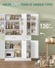 Buffetschrank, Küchenschrank mit 9-stufigem Türrückseiten-Regalsystem, Sideboard mit 6 Türen und 2 Großer Schublade, Modern Stil, Küche, Wohnzimmer, 40 x 92 x 180 cm, Weiß Bild 4
