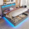 TavilaEcon Boxspringbett Polsterbett mit LED-Beleuchtung und Hydraulikmechanismus (1-St), mit USB- und Typ-C-Anschlüssen, 140×200cm, grau Bild 3