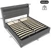 TavilaEcon Boxspringbett Polsterbett mit LED-Beleuchtung und Hydraulikmechanismus (1-St), mit USB- und Typ-C-Anschlüssen, 140×200cm, grau Bild 4