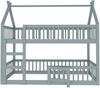 Kinder-Etagenbett 90*200, Kinder-Familienbett, Etagenbett mit Treppe, Loft Design, Massivholz-Etagenbett-Rahmen, Grau Bild 4