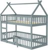 Kinder-Etagenbett 90*200, Kinder-Familienbett, Etagenbett mit Treppe, Loft Design, Massivholz-Etagenbett-Rahmen, Grau Bild 3