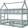 Kinder-Etagenbett 90*200, Kinder-Familienbett, Etagenbett mit Treppe, Loft Design, Massivholz-Etagenbett-Rahmen, Grau Bild 5