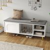 OKWISH Schuhbank Schuhregal (mit Sitzkissen und Stauraum – Weiß,multifunktionale Garderobenbank für Flur & Schlafzimmer, stabil und langlebig, 1-St, B121/D35/H49 cm), mit Sitzbank Bild 2