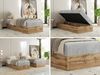 Boxspringbett, Einzelbett WOOD ZERO 90 x 200 cm, Hotelbett ohne Kopfteil, Bett mit Stauraum, 7-Zonen Multipocket-Matratze - Hellgrau Cordstoff - H4 - Topper T25 Bild 2
