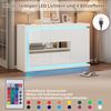 Merax Hochglanz-Sideboard 140cm Wohnzimmerschrank, Moderne Kommode mit 4 Fächern, Breite 140 cm, Beistellschrank mit LED-Lichtleiste, mit Türen aus gehärtetem Glas, Weiß Bild 5
