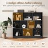 3 Ebenen Bücherregal mit 10 Fächern Standregal Würfelregal Büroregal 120 x 24 x 104 cm Schwarz Bild 5