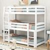 Merax Etagenbett (mit 2 Leiter und 2 Set Lattenrost), Dreier-Etagenbett Hochbett Kiefernholzbett Kinderbett 90x200cm, weiß Bild 5