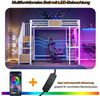 Flieks Hochbett Metallbett 90x200 cm mit Schreibtisch Stauraumtreppe LED und Aufladen Bild 4
