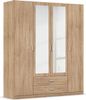 rauch Kleiderschrank, Drehtürenschrank GAMMA, 4-türig, 2 Spiegeltüren teilaufgelegt, 2 Schubkästen, Eiche Sonoma, 181 x 210 x 54 cm Bild 3