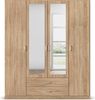rauch Kleiderschrank, Drehtürenschrank GAMMA, 4-türig, 2 Spiegeltüren teilaufgelegt, 2 Schubkästen, Eiche Sonoma, 181 x 210 x 54 cm Bild 2