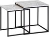 Wohnling Design Satztisch, Couchtisch 2er Set, Marmor Optik Weiß, Tischgestell Schwarz Bild 2