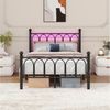 BlingBin Metallbett Metallgestell Funktionsbett Jugendbett Einzelbett LED-Bettrahmen (Metall-Bettrahmen mit Vintage Kopf und Fußplatte, USB-Ladestation, Heavy Duty Stahl Slat Unterstützung, 1-tlg, 120*200 cm, Ohne Matratze, Belastbarkeit maximal: 227KG... Bild 3
