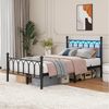 BlingBin Metallbett Metallgestell Funktionsbett Jugendbett Einzelbett LED-Bettrahmen (Metall-Bettrahmen mit Vintage Kopf und Fußplatte, USB-Ladestation, Heavy Duty Stahl Slat Unterstützung, 1-tlg, 120*200 cm, Ohne Matratze, Belastbarkeit maximal: 227KG... Bild 2