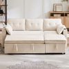3-Sitzer Schlafsofa B 211 x T 130 x H 86 cm aus Baumwoll-Leinenstoff in Beige, mit Stauraum Bild 3