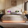 Polsterbett 160x200 cm mit Matratze, 4 Schubladen, LED, USB-C, Samt Beige Bild 2
