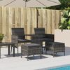 vidaXL Gartensofa 2-Sitzer mit Tisch und Hockern, Polyrattan grau Bild 3