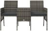 vidaXL Gartensofa 2-Sitzer mit Tisch und Hockern, Polyrattan grau Bild 4