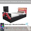 Merax Kinderbett 90*200cm E-Sport-Stil mit PU-Lederbezug in Farbblockoptik, LED-Beleuchtung mit Farbwechsel, hydraulischem Stauraum und integrierter TV-Halterung, Rot Bild 2