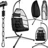 tectake Hängesessel Hängeschaukel mit extra dickem Sitz- und Kopfkissen, 98 x 107 x 202 (Hängestuhl Ariane, in Schwarz), bodenschonend und faltbar, Belastbarkeit 160 kg, inklusive Schutzhülle Bild 4