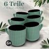 PURE LIVING INTERIOR DESIGN Geschirr-Set Pure Living Becher 6er 460ml »Ribbed«, Steingut, Grün, 6 Personen, Steingut, Mediterrane Handwerksoptik, Reaktive Glasur – jedes Stück einzigartig… Bild 3
